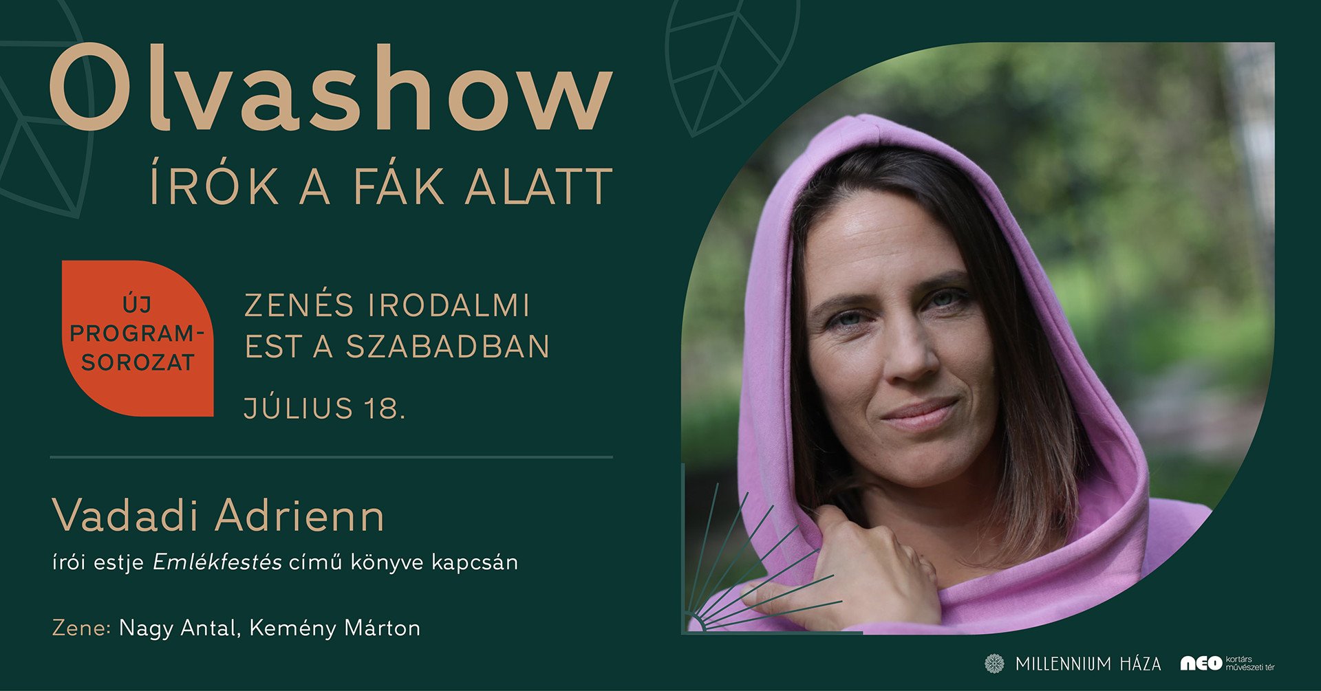 OLVASHOW | Vadadi Adrienn zenés írói estje: Emlékfestés c. könyve alapján kép